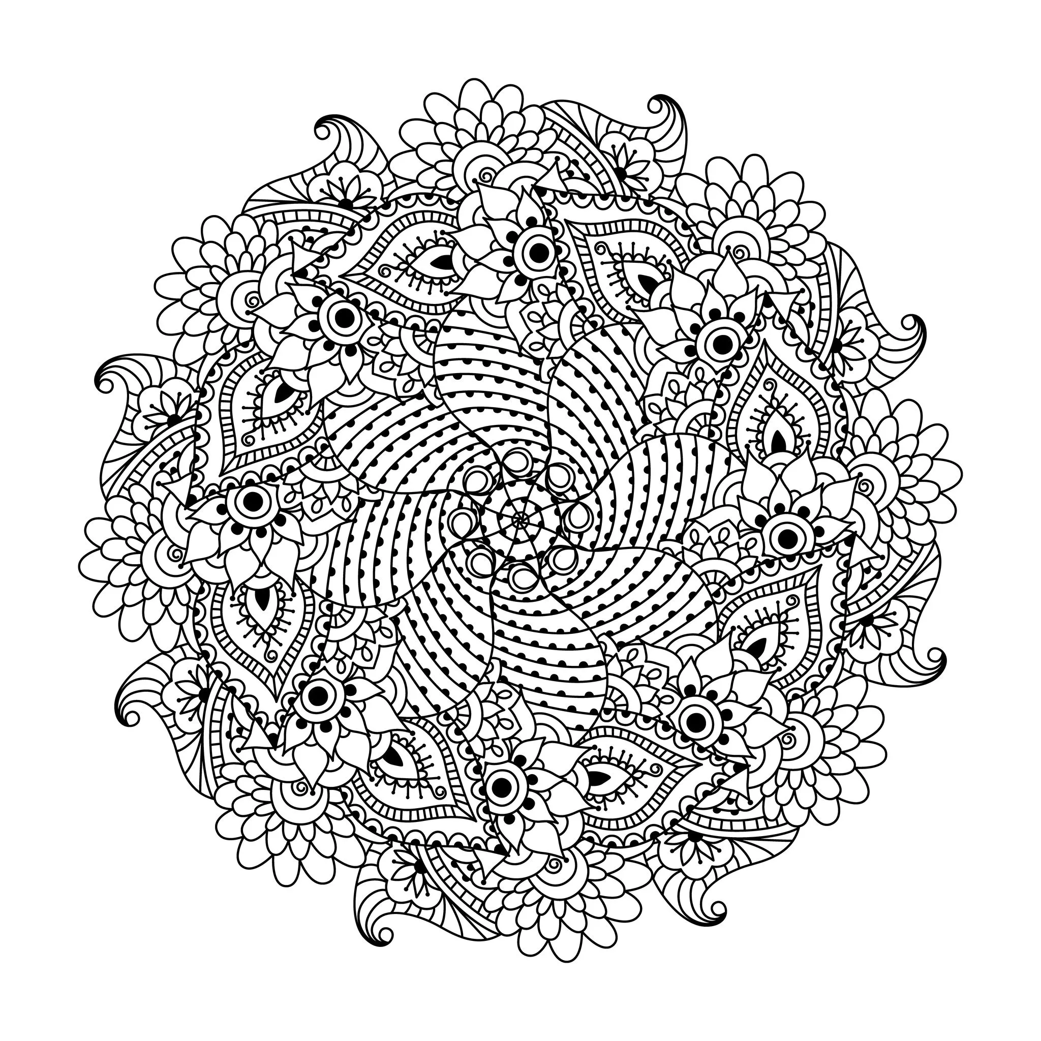 Mandala mit Blumenmotiven (Thematische Mandalas : Blumen & Vegetation)