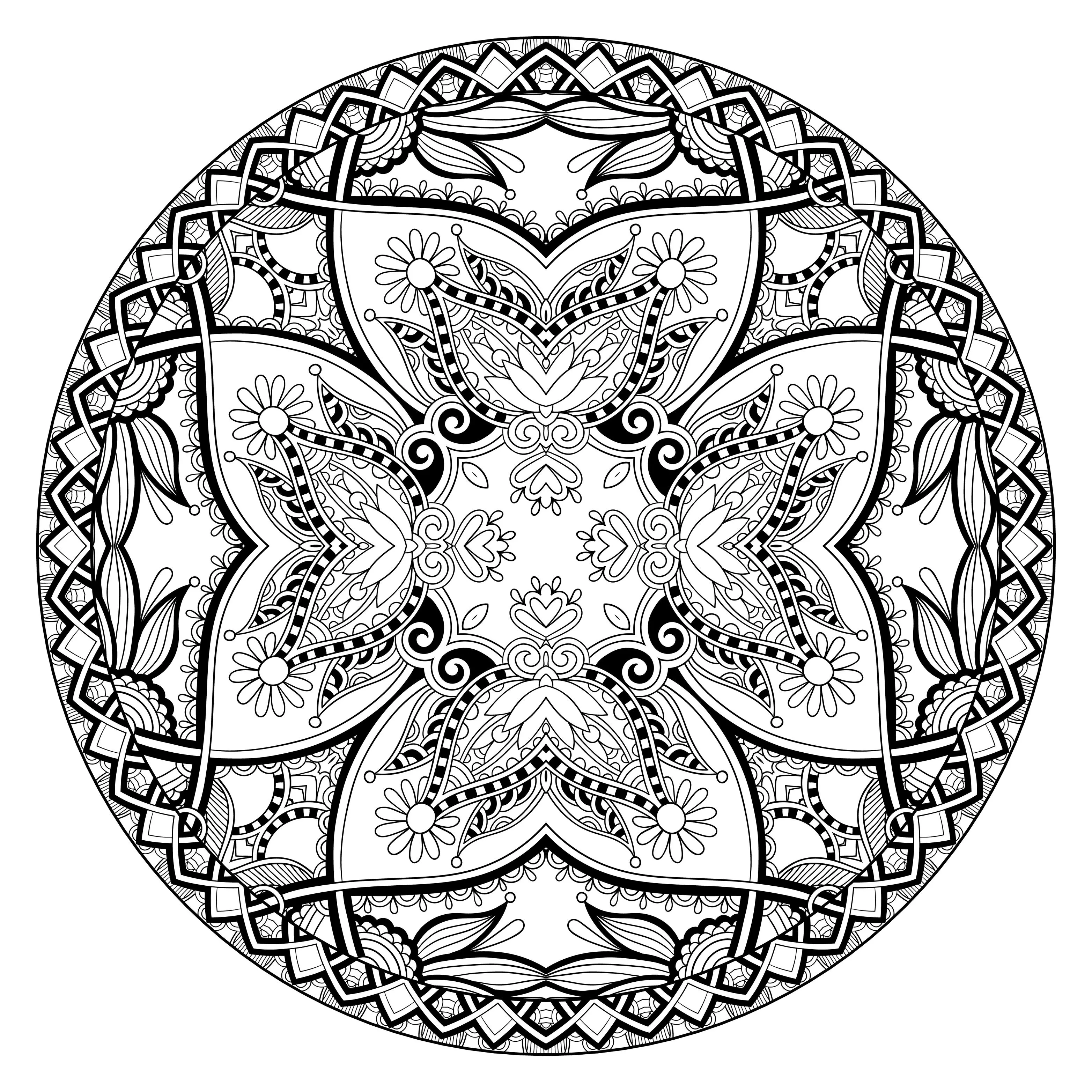 Wunderschönes, regelmäßiges Mandala (Thematische Mandalas : Blumen & Vegetation)