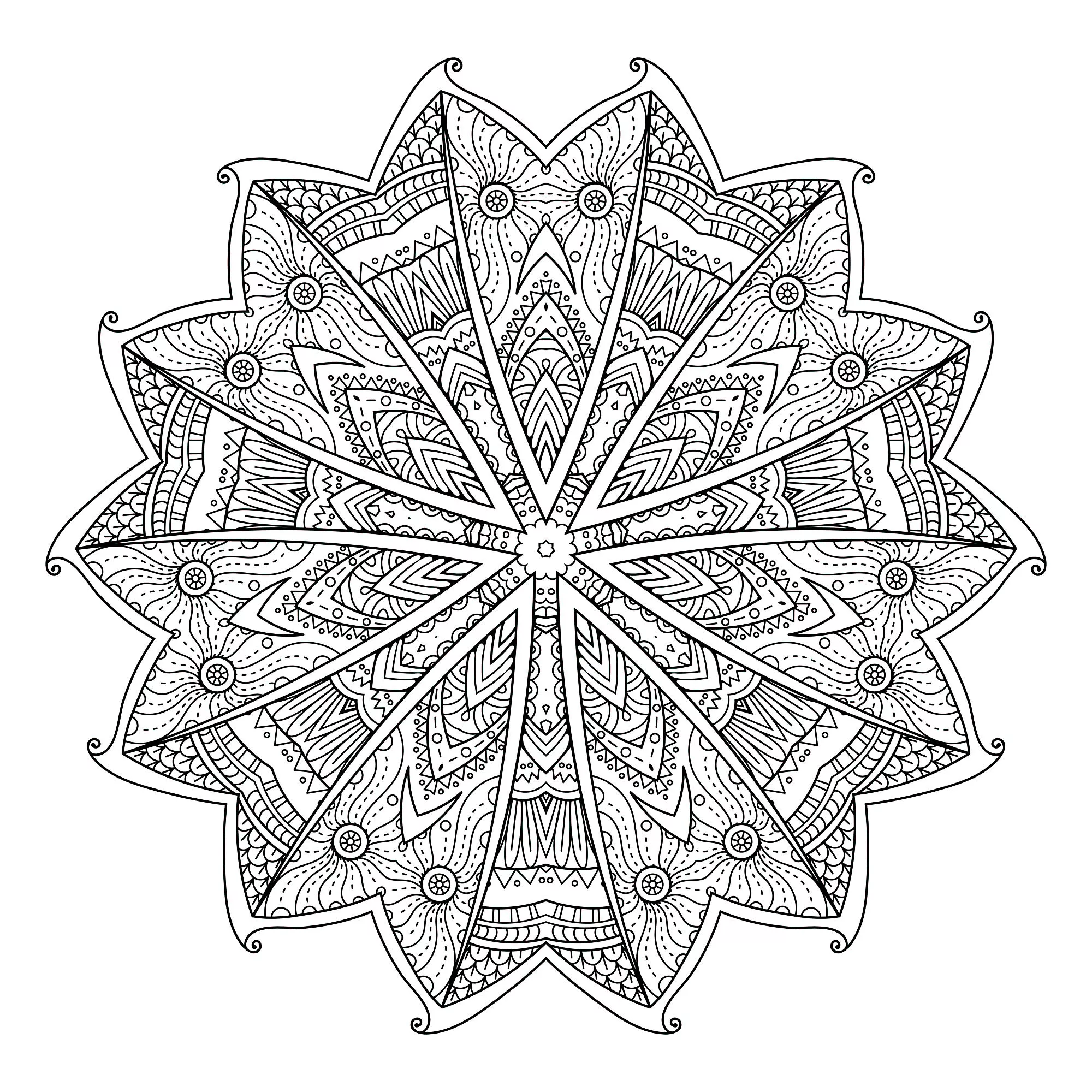 Abstraktes Mandala mit Blättern (Thematische Mandalas : Blumen & Vegetation)
