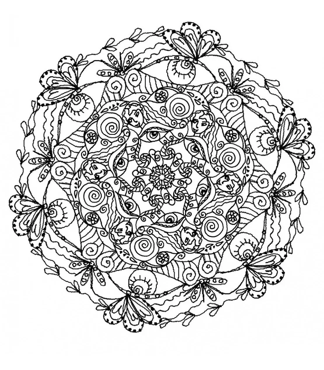 Natürliches und elegantes Mandala (Thematische Mandalas : Blumen & Vegetation)