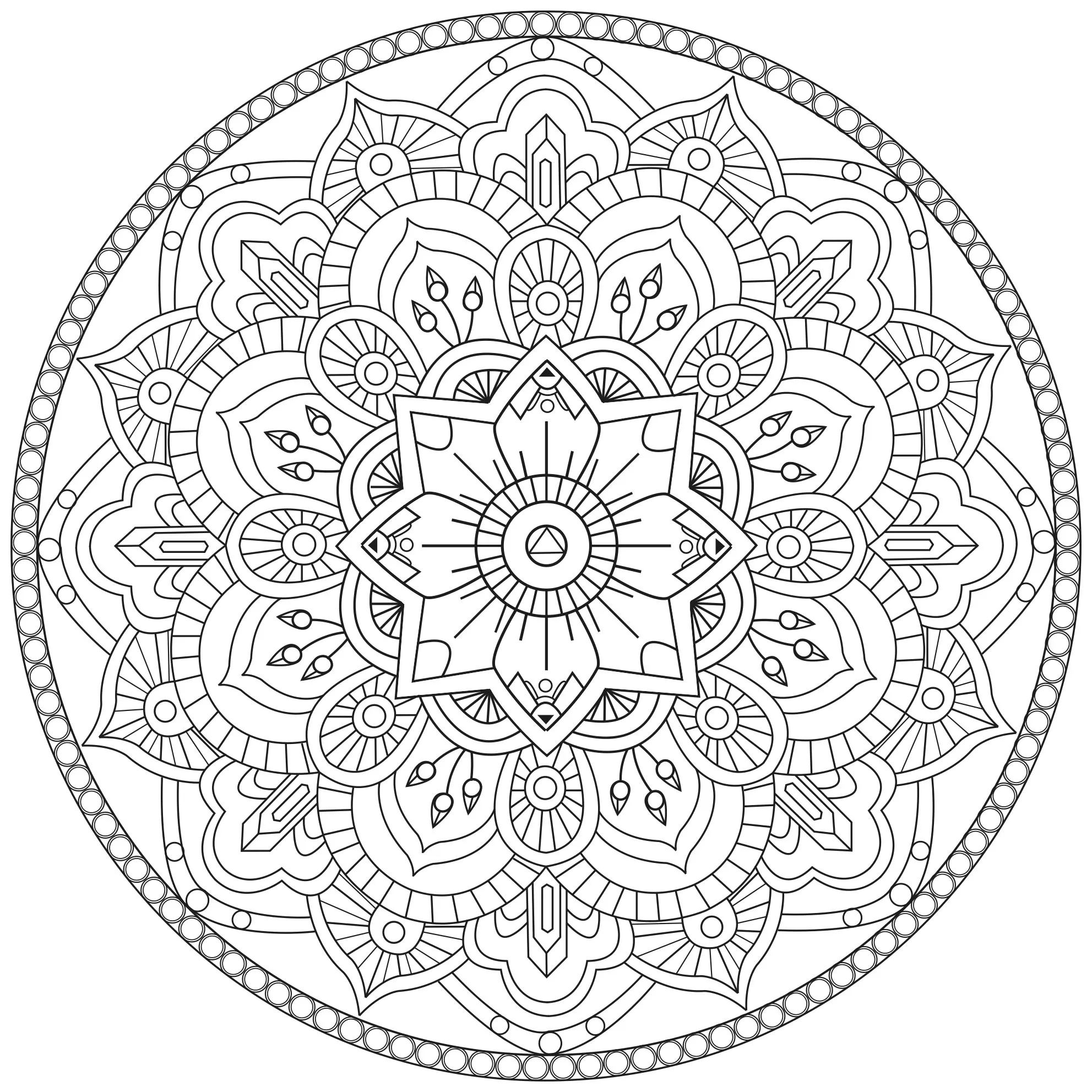 Einfaches Mandala zum Thema Blumen (Thematische Mandalas : Blumen & Vegetation)