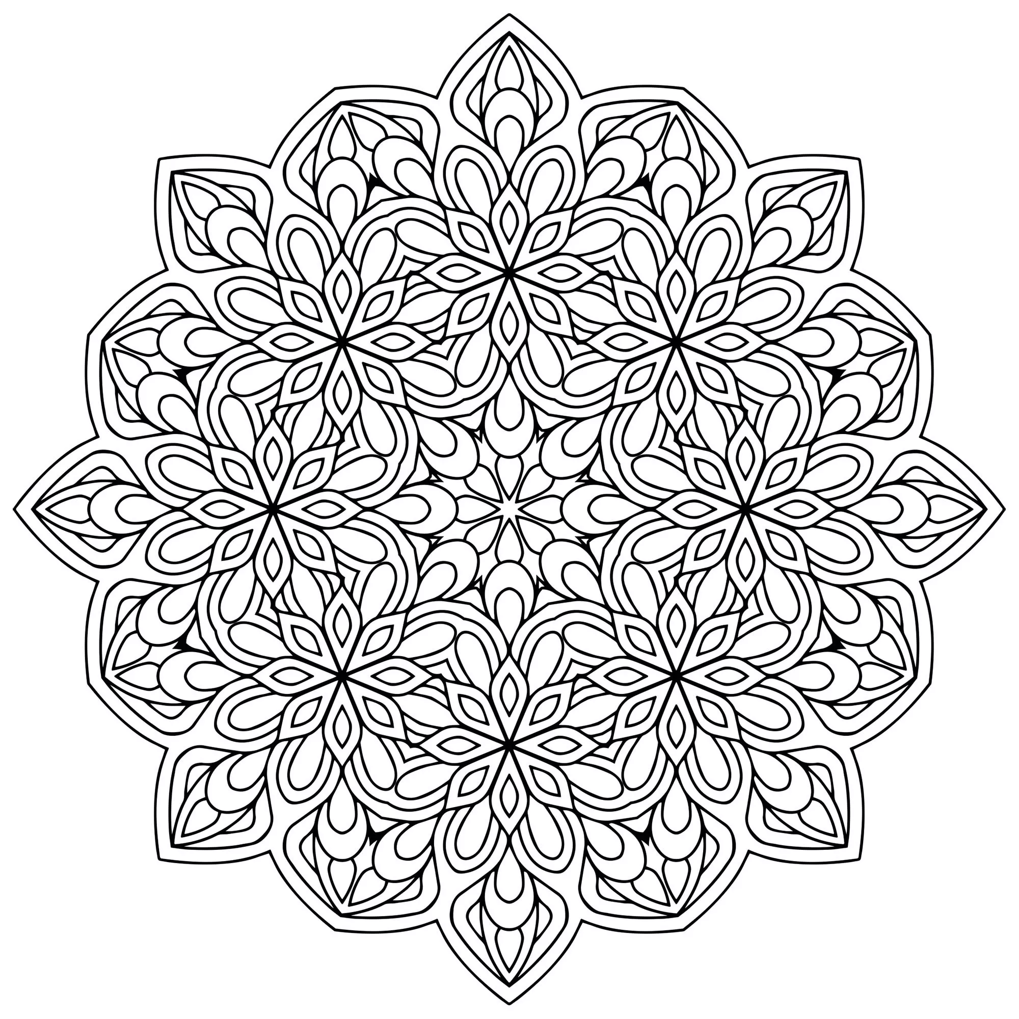 Mandala mit Blumen und Blättern - 9 (Thematische Mandalas : Blumen & Vegetation)