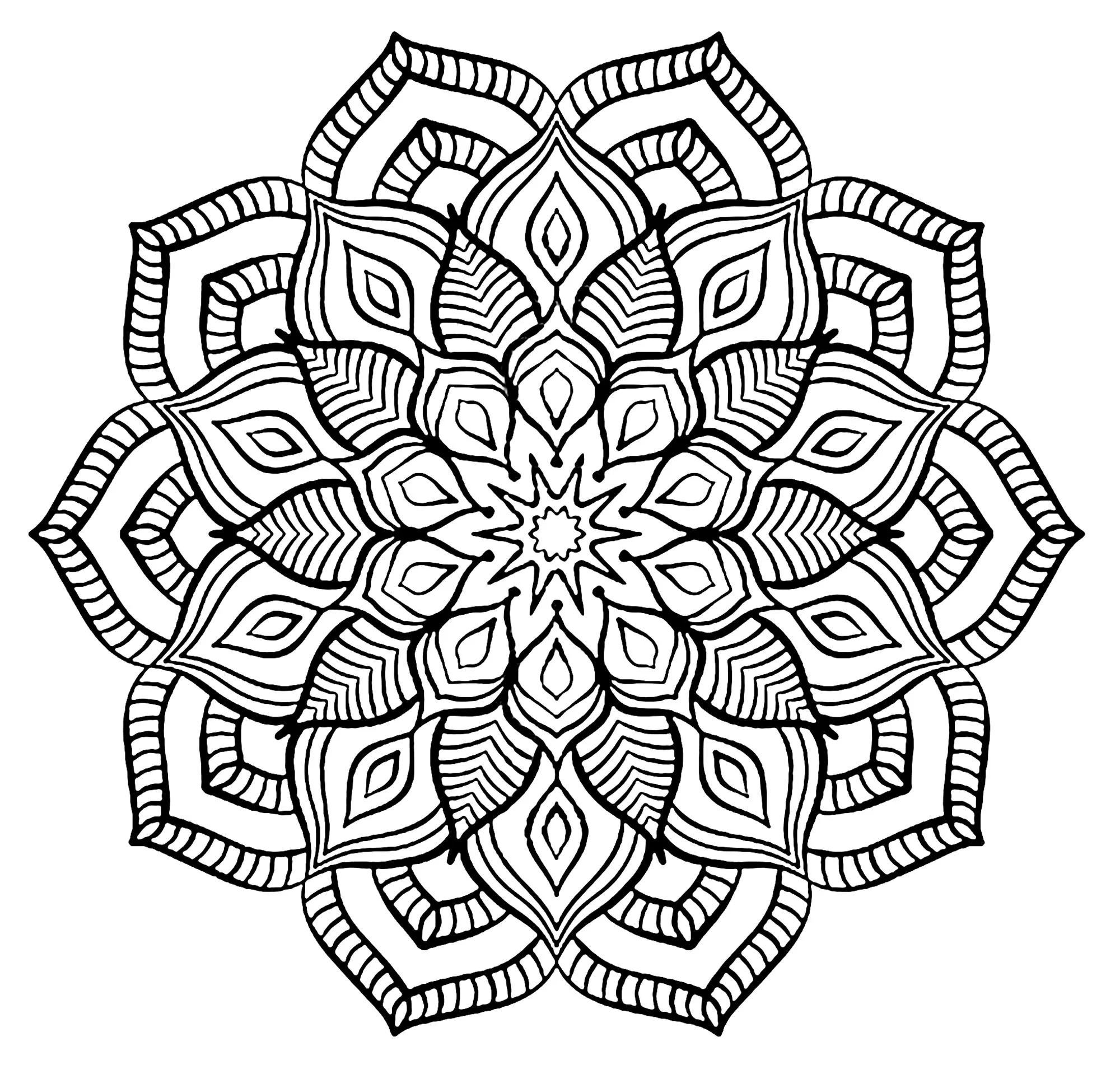 Ein Blumenmandala mit einem ganz besonderen Stil (Thematische Mandalas : Blumen & Vegetation)
