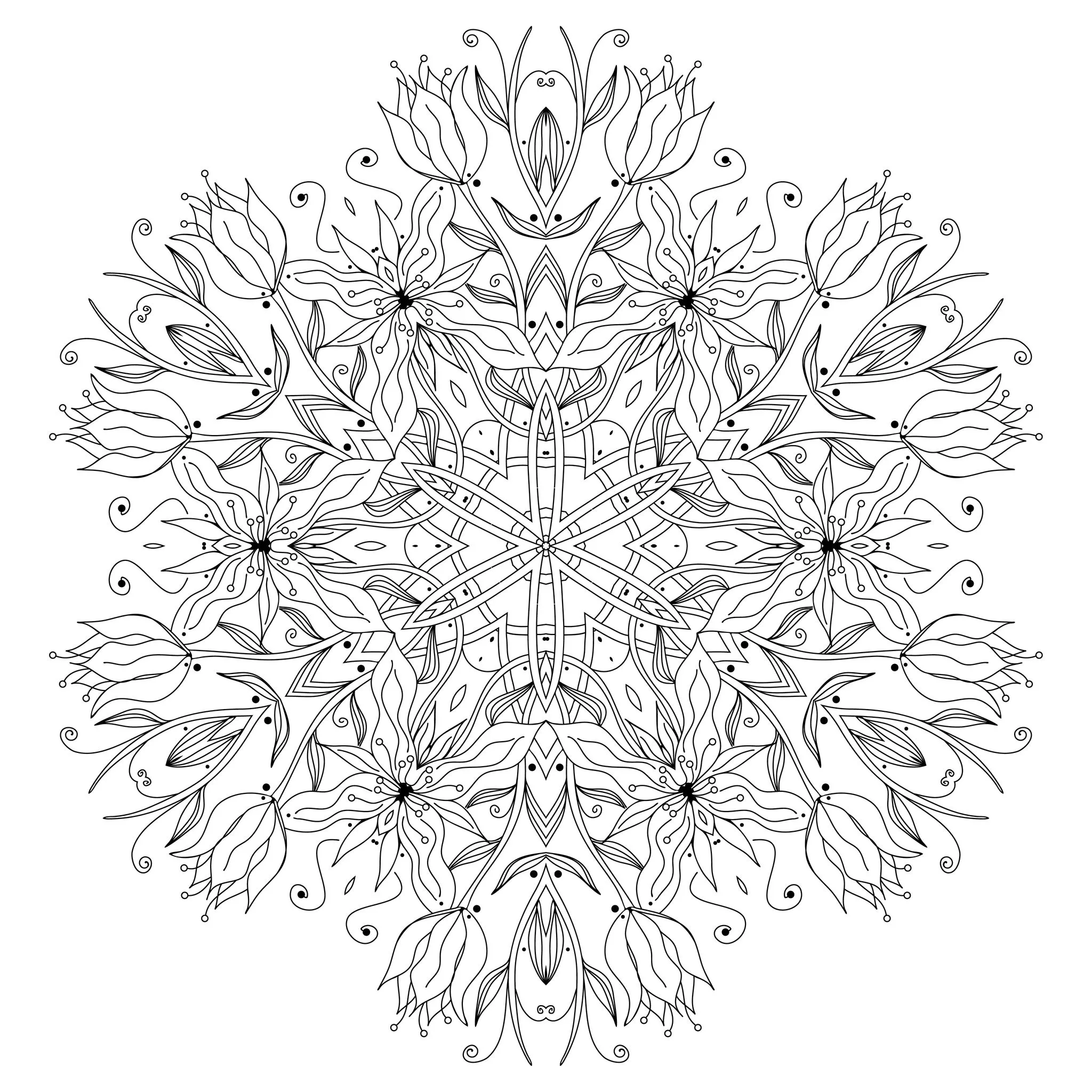 Mandala mit feinen, einfachen Linien (Thematische Mandalas : Blumen & Vegetation)