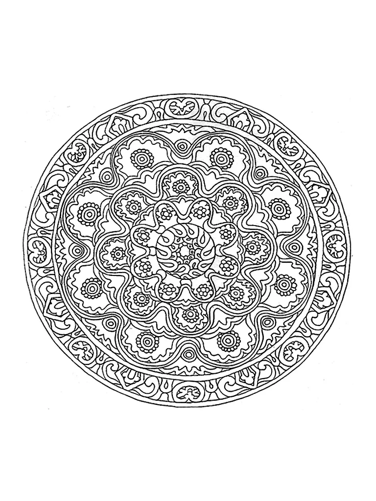 Schönes, detailreiches Pflanzenmandala (Thematische Mandalas : Blumen & Vegetation)