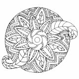 Eine Mischung aus pflanzlichen und metallischen Elementen . .. Ein sehr originelles Ausmalbild, das Sie verzaubern wird, vorausgesetzt, Sie wählen die Farben, die Ihnen am besten gefallen (Thematische Mandalas : Blumen & Vegetation)