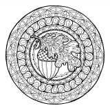Mandala mit einer hübschen Eichel in der Mitte (Thematische Mandalas : Blumen & Vegetation)