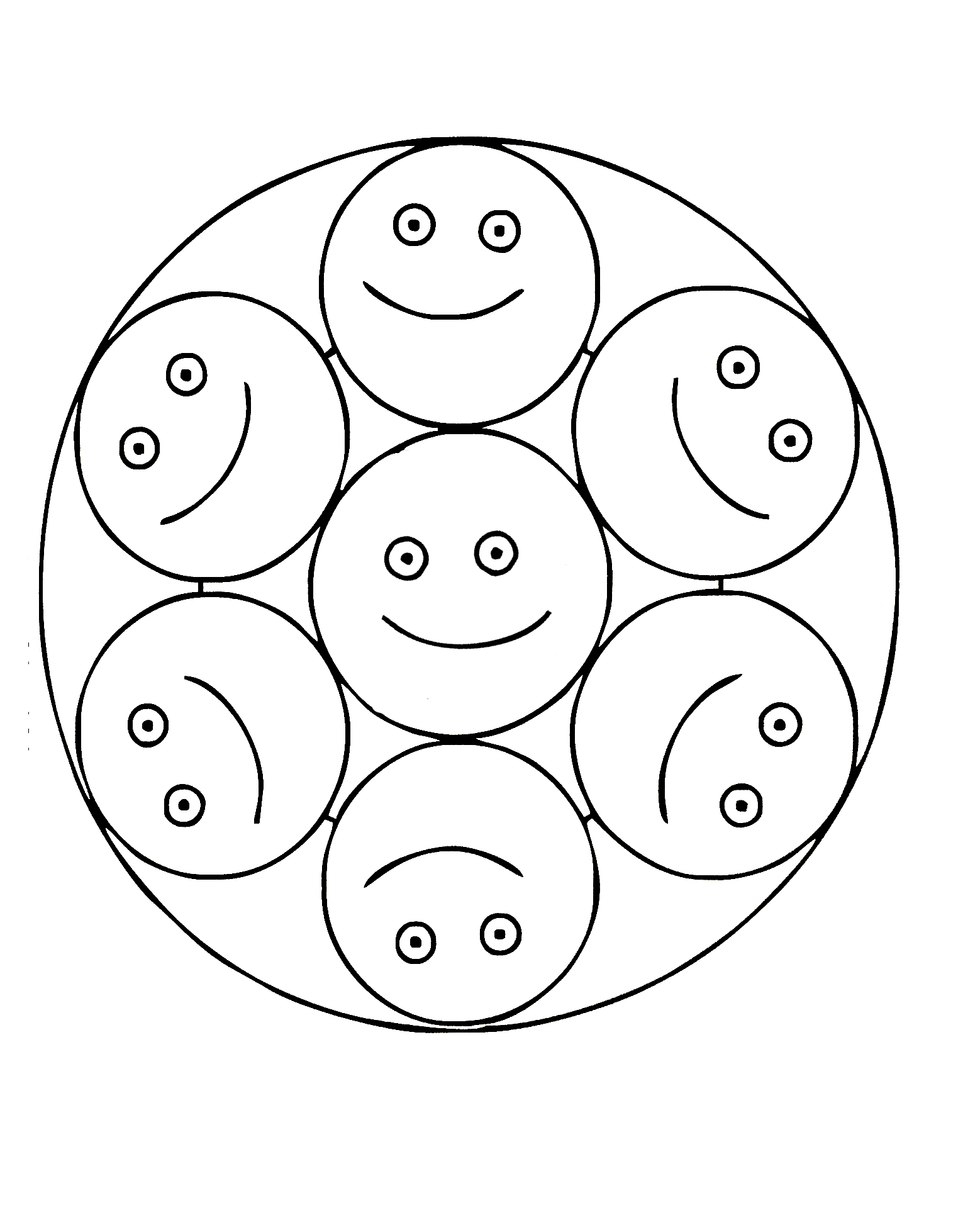 Mandala zum Herunterladen im 'Smiley'-Geist. Ziemlich einfach zum Ausmalen und sehr lustig .