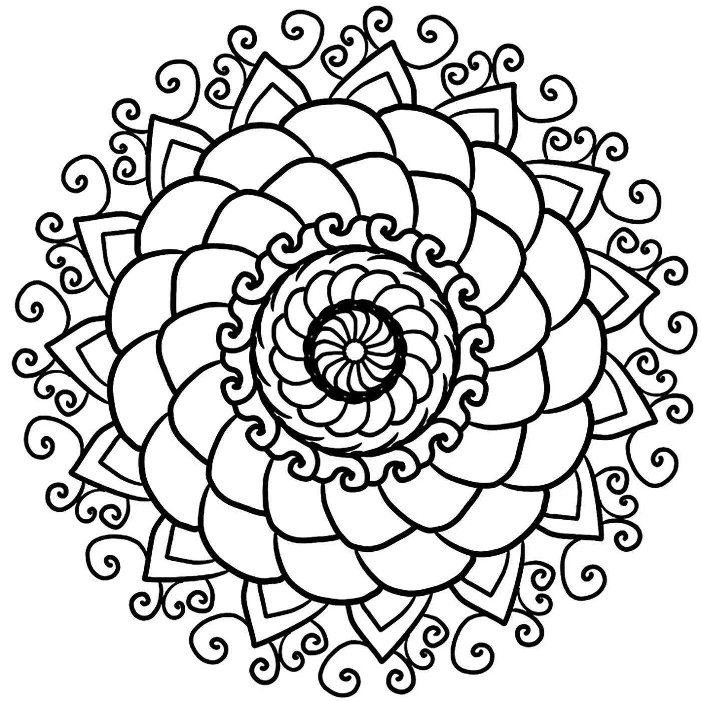 Nettes und einfaches Mandala (Schwierigkeitsgrad Mandalas : Einfach (für Kinder))