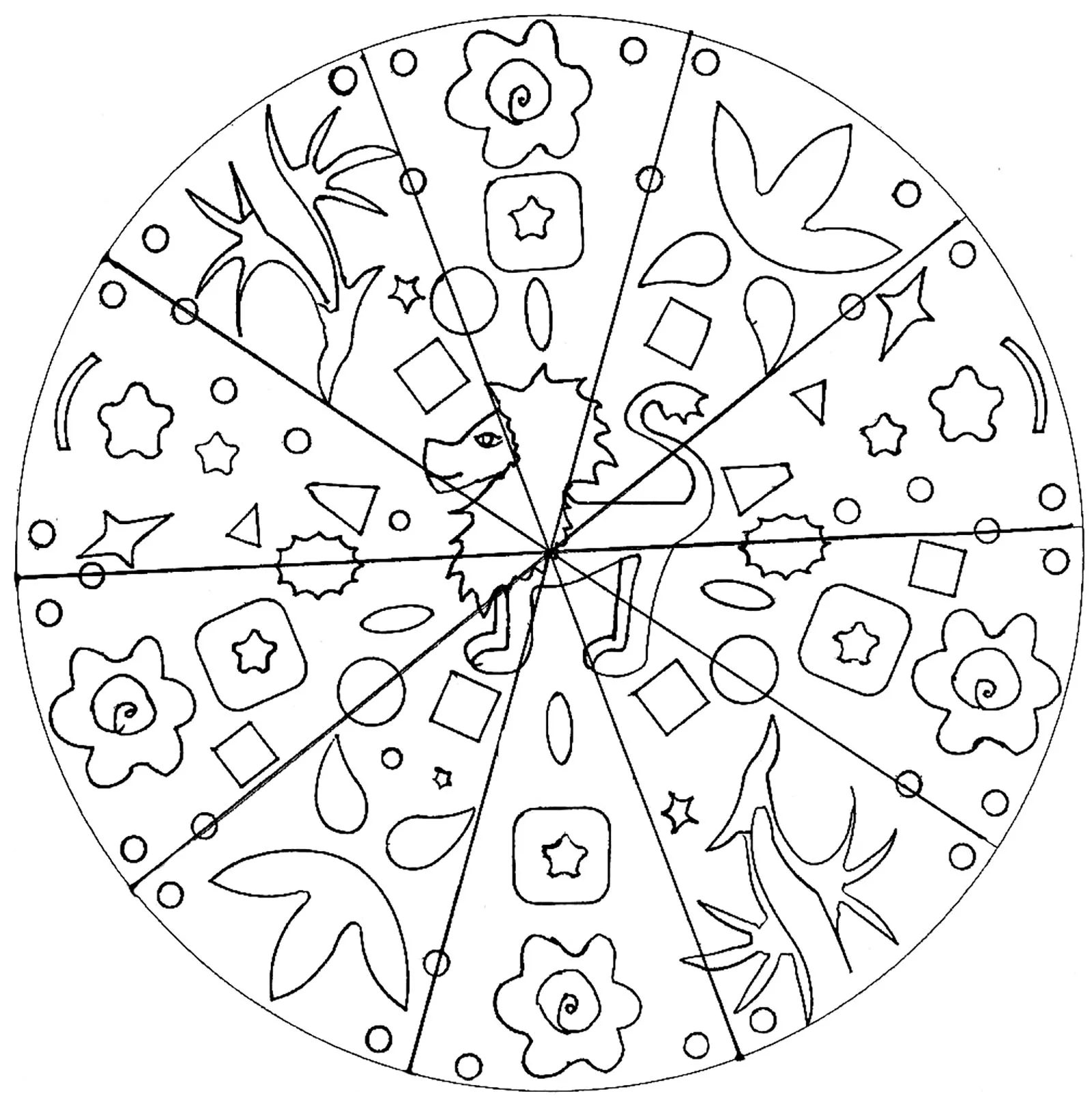 Einfaches Mandala Löwe (Schwierigkeitsgrad Mandalas : Einfach (für Kinder))