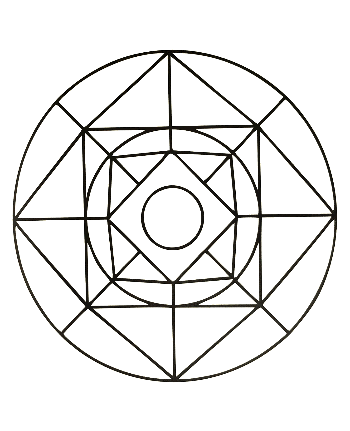 Quadratische und runde Mandalas (Schwierigkeitsgrad Mandalas : Einfach (für Kinder))