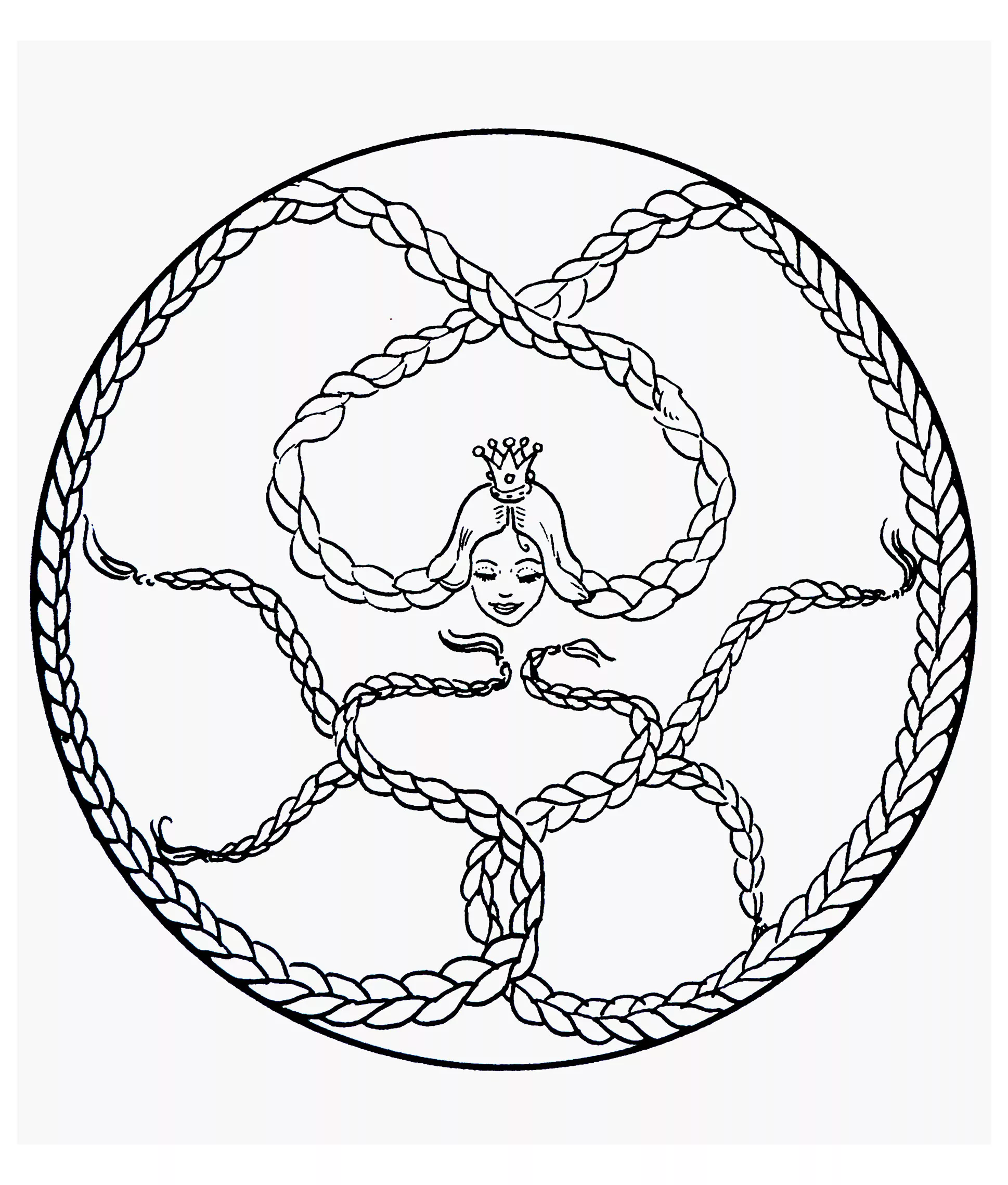 Mandala-Raiponce (Schwierigkeitsgrad Mandalas : Einfach (für Kinder))
