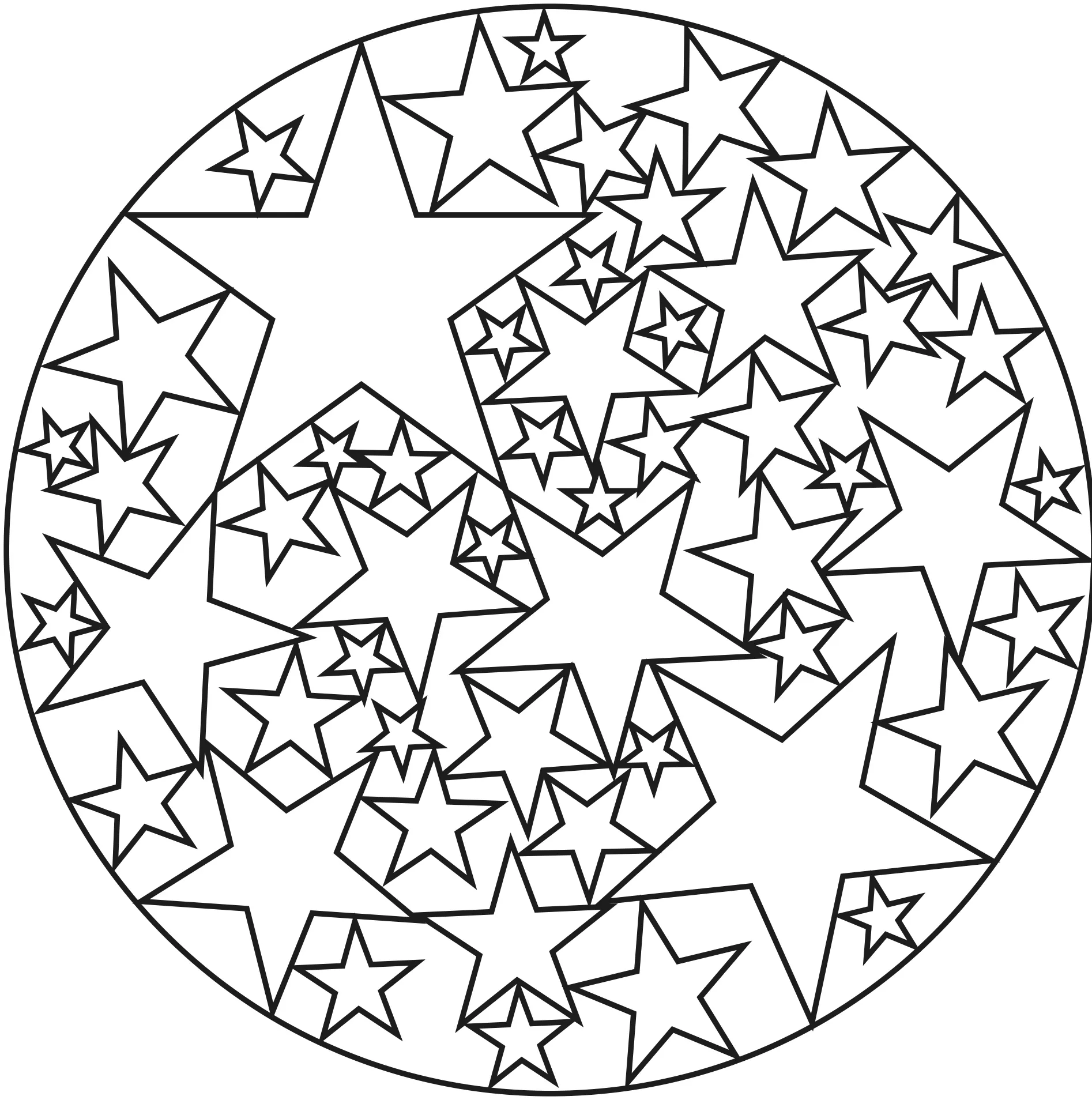 Mandala mit Sternen (Schwierigkeitsgrad Mandalas : Einfach (für Kinder))