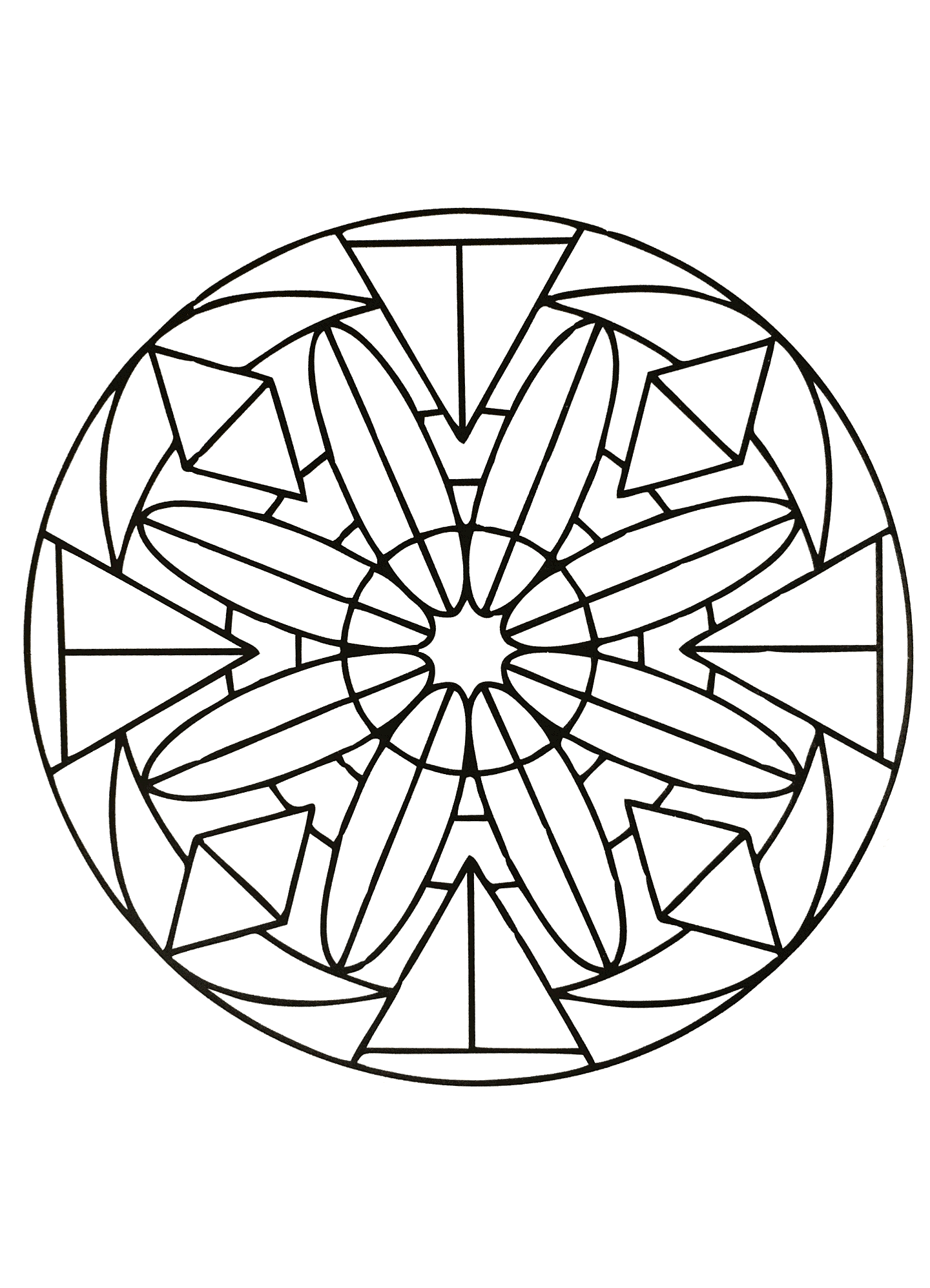 Ein symmetrisches Mandala, das perfekt ist, wenn Sie sich nach Einfachheit sehnen oder wenig Zeit zum Ausmalen haben.