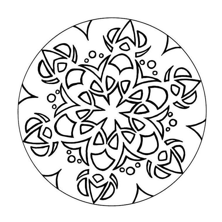 Wunderschönes Mandala in geometrischer Form, das mit einer Blume in der Mitte verziert ist. Sehr einfach auszumalen.