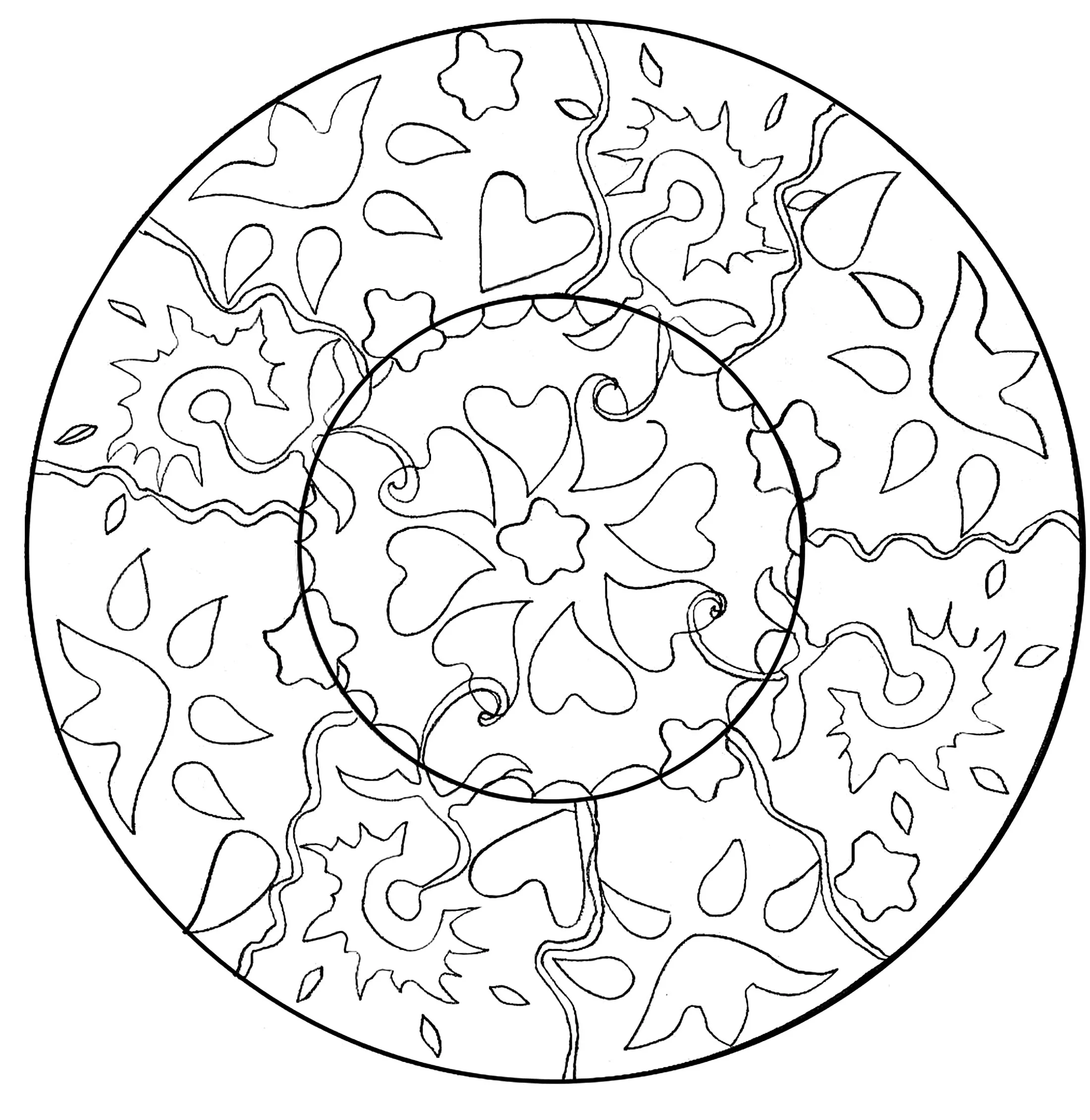 Einfaches Mandala kindliche Formen (Schwierigkeitsgrad Mandalas : Einfach (für Kinder))