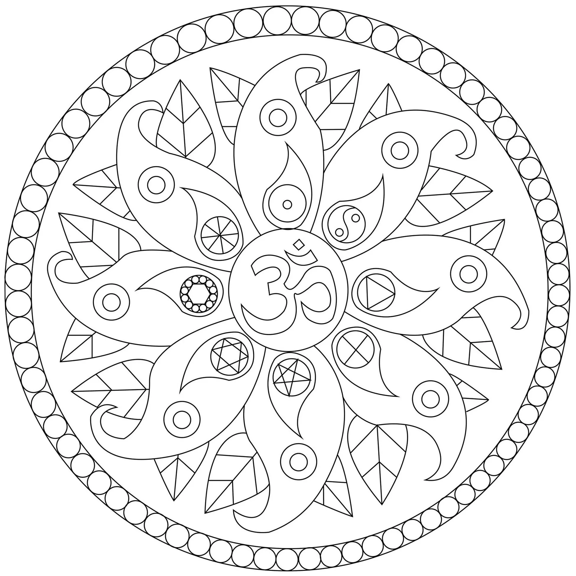 Symbole des Friedens (Schwierigkeitsgrad Mandalas : Einfach (für Kinder))