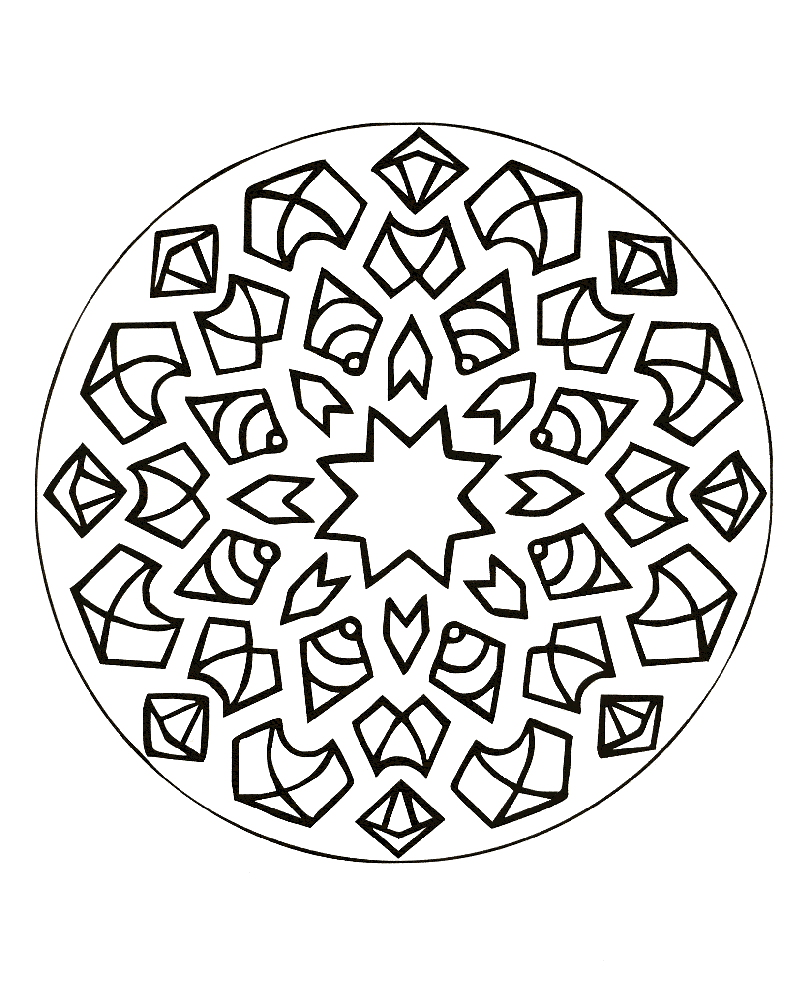 Mandala Sternensplitter (Schwierigkeitsgrad Mandalas : Einfach (für Kinder))