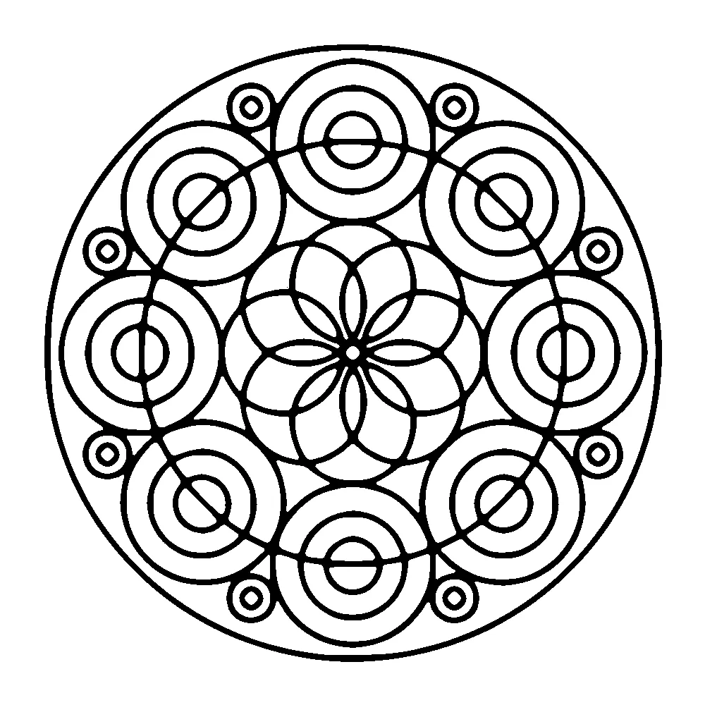 Mandala Kreise und Blumen (Schwierigkeitsgrad Mandalas : Einfach (für Kinder))