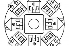 Mandalas Maisons (Schwierigkeitsgrad Mandalas : Einfach (für Kinder))