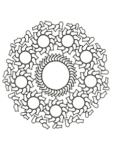 Sympathisches Mandala (Schwierigkeitsgrad Mandalas : Einfach (für Kinder))