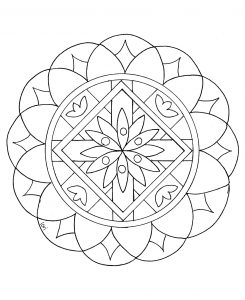 Mandala-Rosette (Schwierigkeitsgrad Mandalas : Einfach (für Kinder))