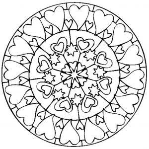 Mandala mit vielen Herzen (Schwierigkeitsgrad Mandalas : Einfach (für Kinder))