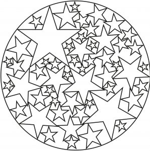 Mandala mit Sternen (Schwierigkeitsgrad Mandalas : Einfach (für Kinder))