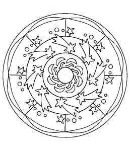 Mandala Sternschnuppen (Schwierigkeitsgrad Mandalas : Einfach (für Kinder))