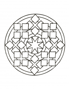 Mandala Quadrate und Sterne (Schwierigkeitsgrad Mandalas : Einfach (für Kinder))