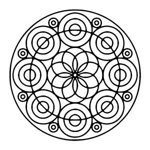 Mandala Kreise und Blumen (Schwierigkeitsgrad Mandalas : Einfach (für Kinder))