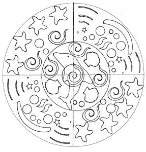 Einfaches Mandala Delphin (Schwierigkeitsgrad Mandalas : Einfach (für Kinder))