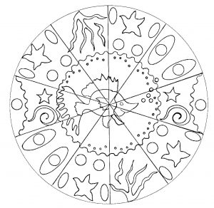 Einfaches Mandala Fisch (Schwierigkeitsgrad Mandalas : Einfach (für Kinder))