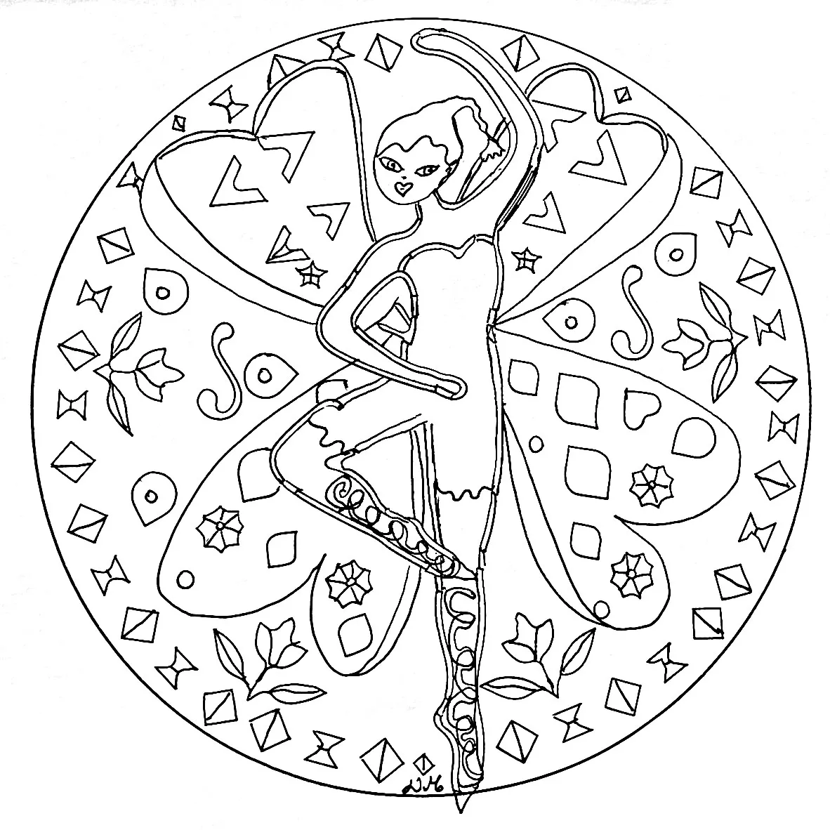 Mandala-jolie-fee-tanz (Thematische Mandalas : Figuren)
