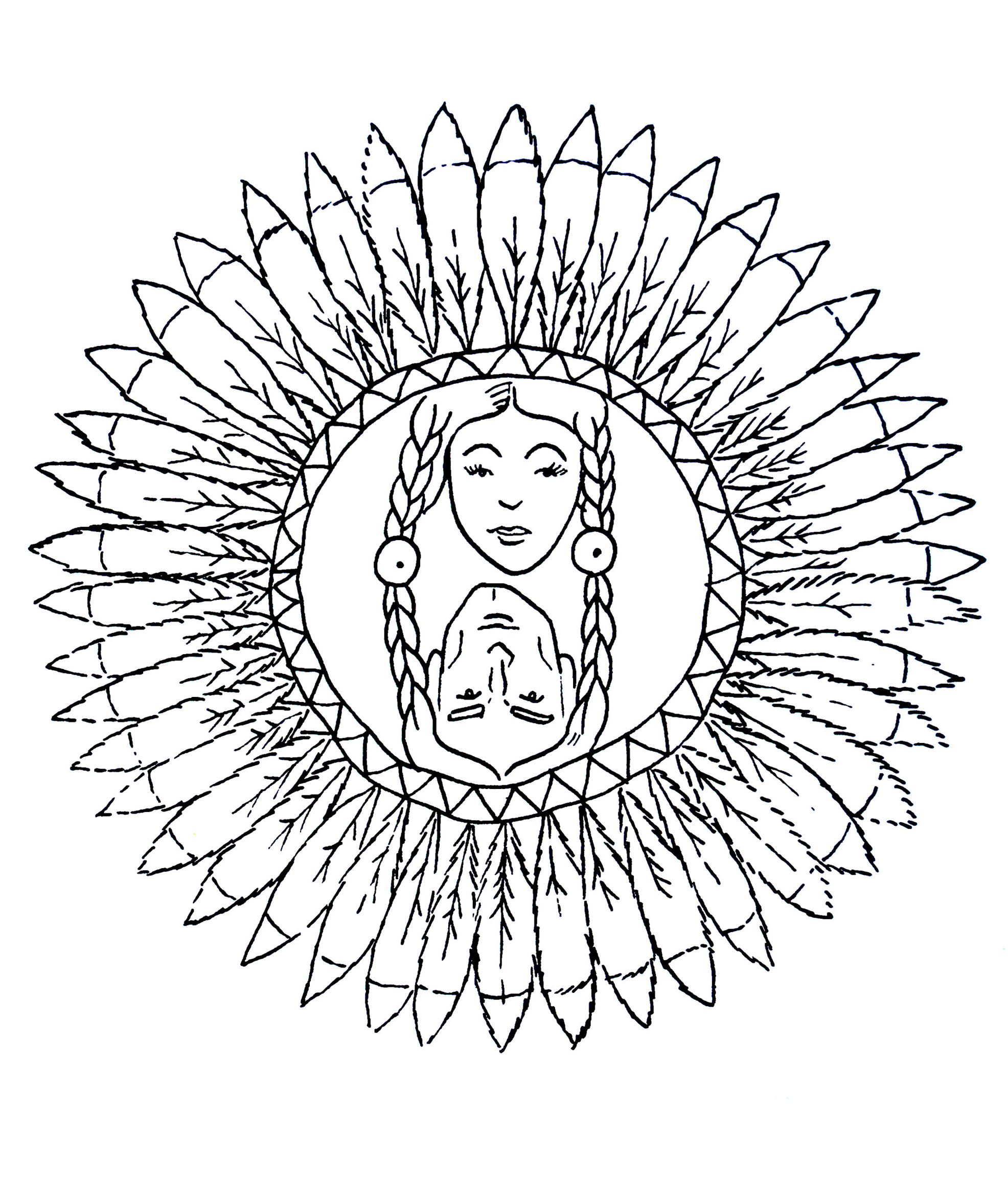 Mandala mit einer indischen Figur. Es liegt an Ihnen, die schönsten Farben zu finden, um es zum Leben zu erwecken.