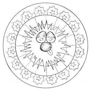 Lustige Figur inmitten eines Mandalas. Eine Zeichnung, die exklusiv für die Website erstellt wurde! (Thematische Mandalas : Figuren)
