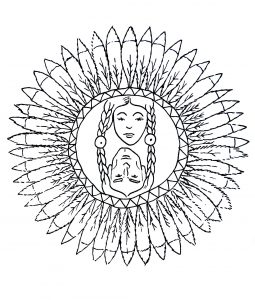 Mandala mit einer indischen Figur. Es liegt an Ihnen, die schönsten Farben zu finden, um es zum Leben zu erwecken (Thematische Mandalas : Figuren)
