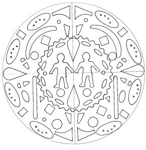 Mann & Frau in einem sehr originellen Mandala (Thematische Mandalas : Figuren)