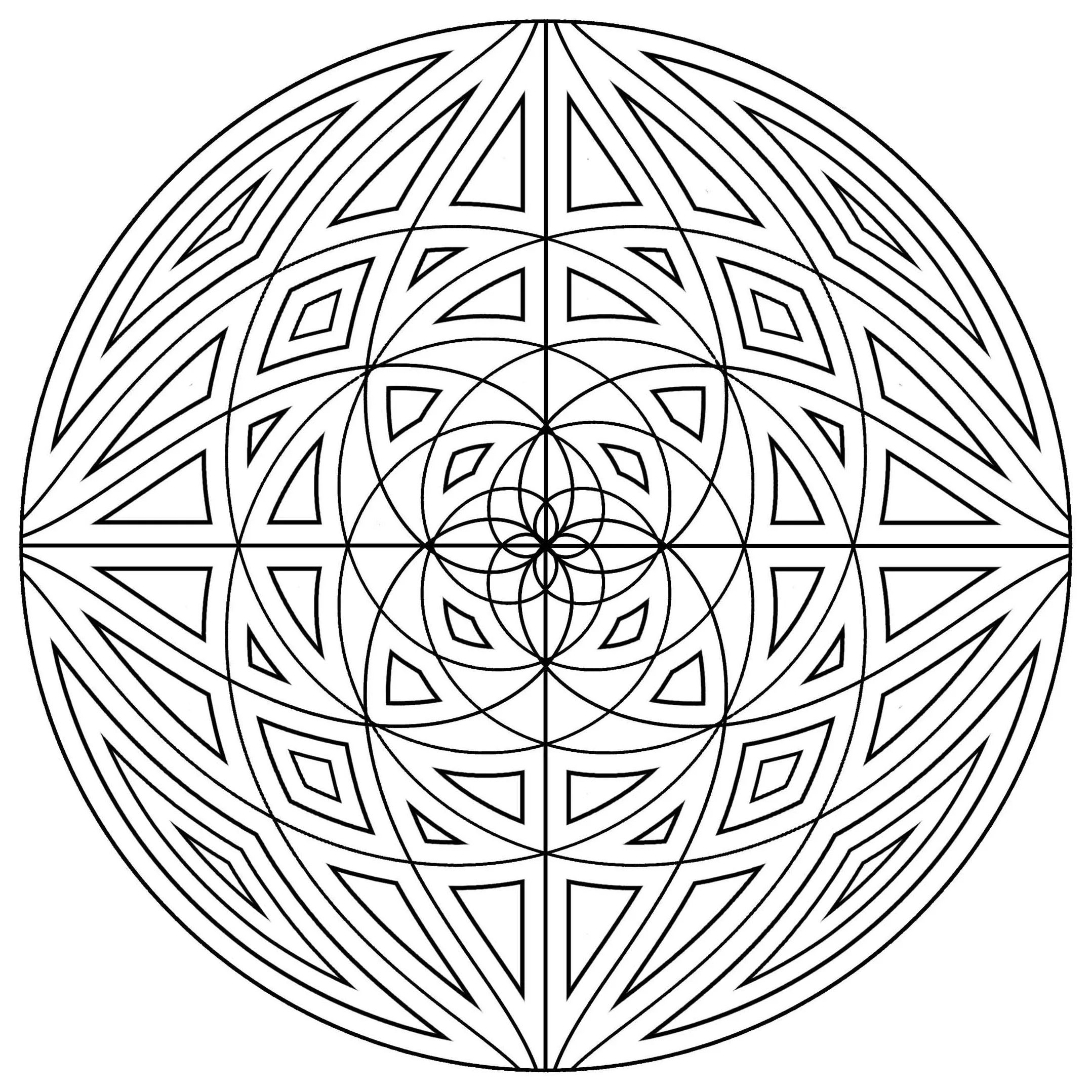 Mandala-mit-konzentrischen-linien (Thematische Mandalas : Geometrische Muster)
