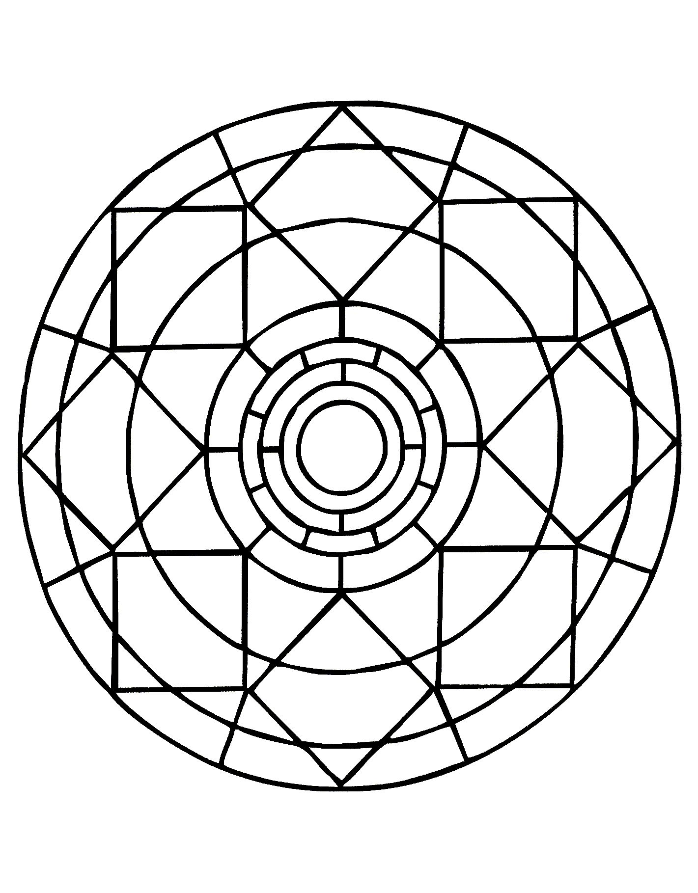 Lassen Sie sich nicht von diesem wunderschönen Mandala hypnotisieren, das aus verschiedenen, regelmäßigen Formen besteht. Es liegt an Ihnen, die Techniken zu verwenden, die Sie bevorzugen, um es zur Geltung zu bringen: Filzstifte, Bleistifte, Farbe ...