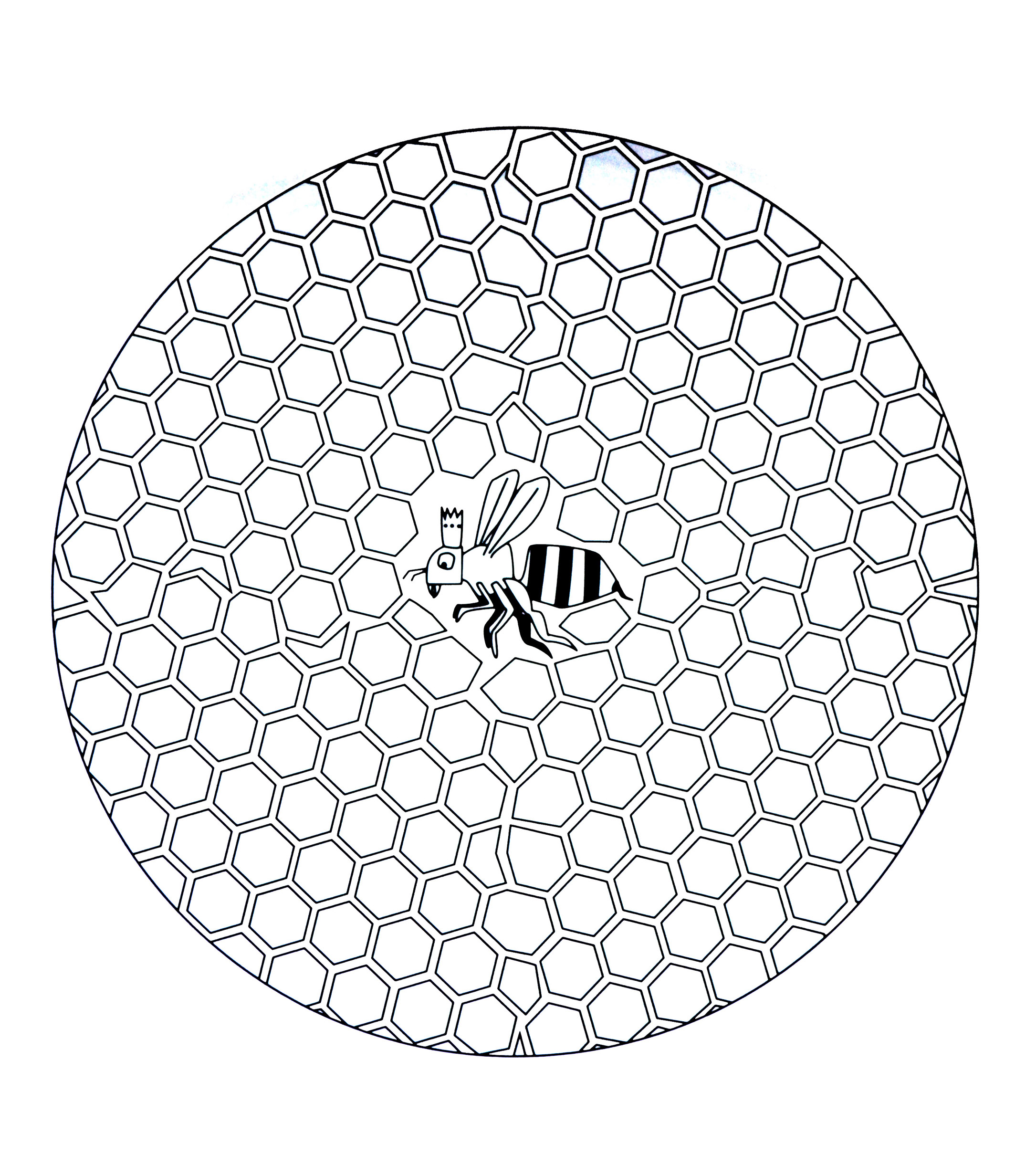 Mandala a colorier motifs geometriques - 10 - Dieses Bild enthält : Biene