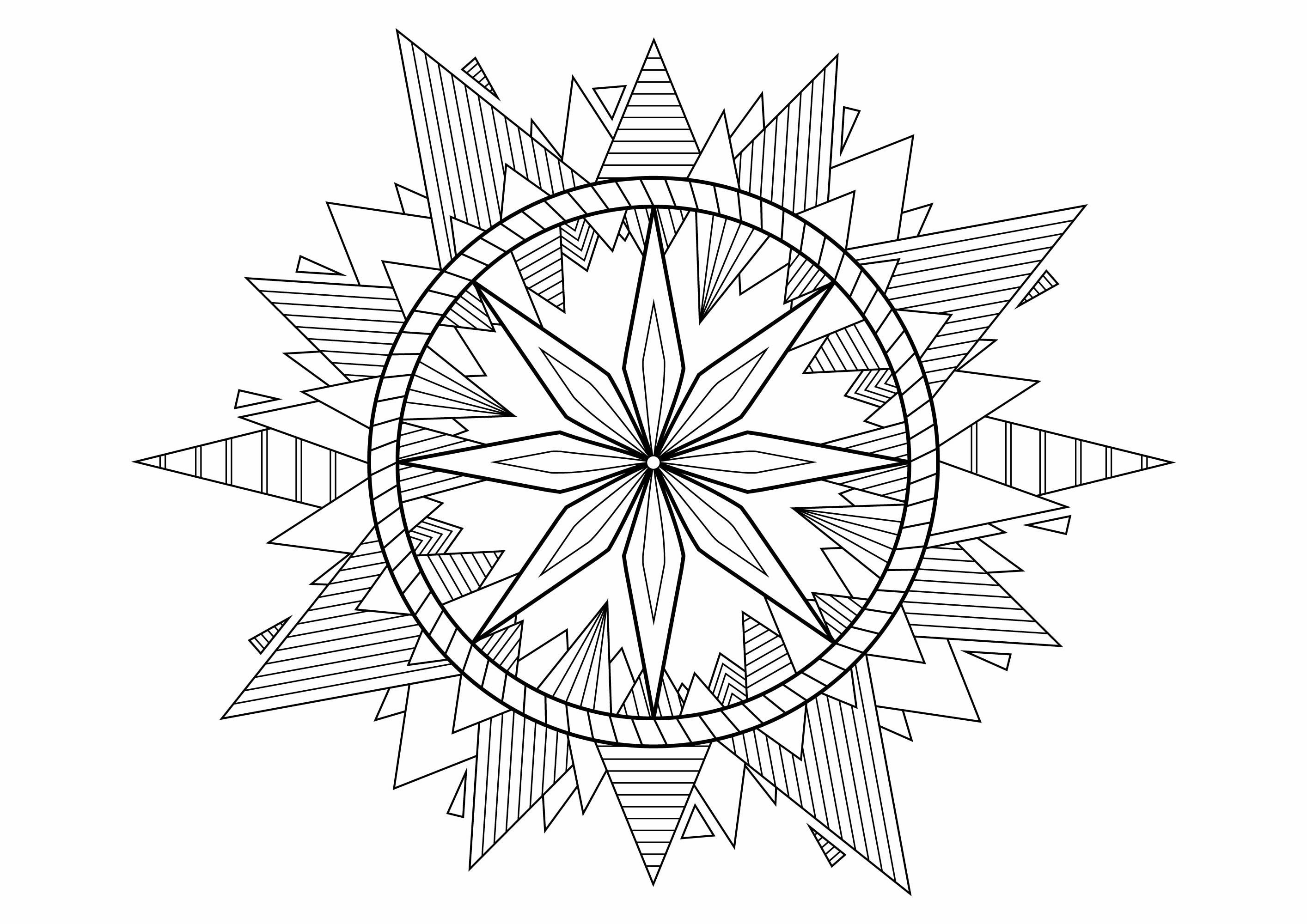 Färben Sie dieses hübsche Mandala mit seinen Spitzen voller Muster ein, Künstler : Davy