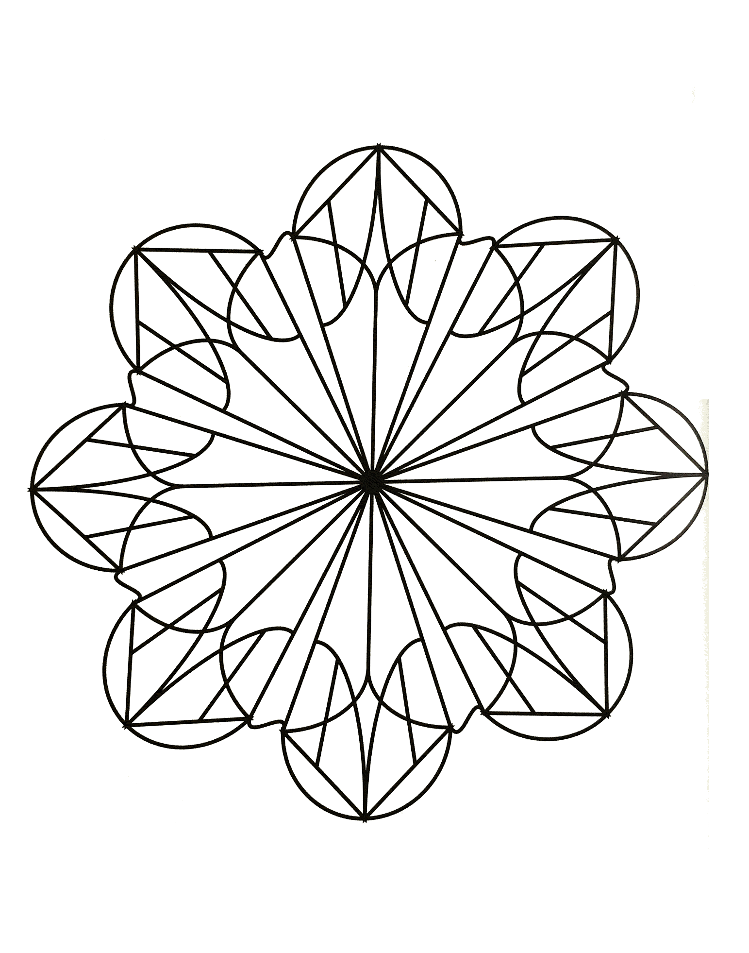 Lassen Sie sich von diesem wunderschönen Mandala mit seinen eleganten und harmonischen Formen mitreißen. Verwenden Sie die Techniken, die Sie am besten beherrschen, um es zur Geltung zu bringen.