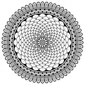 Coloriage adult mandala petits petales