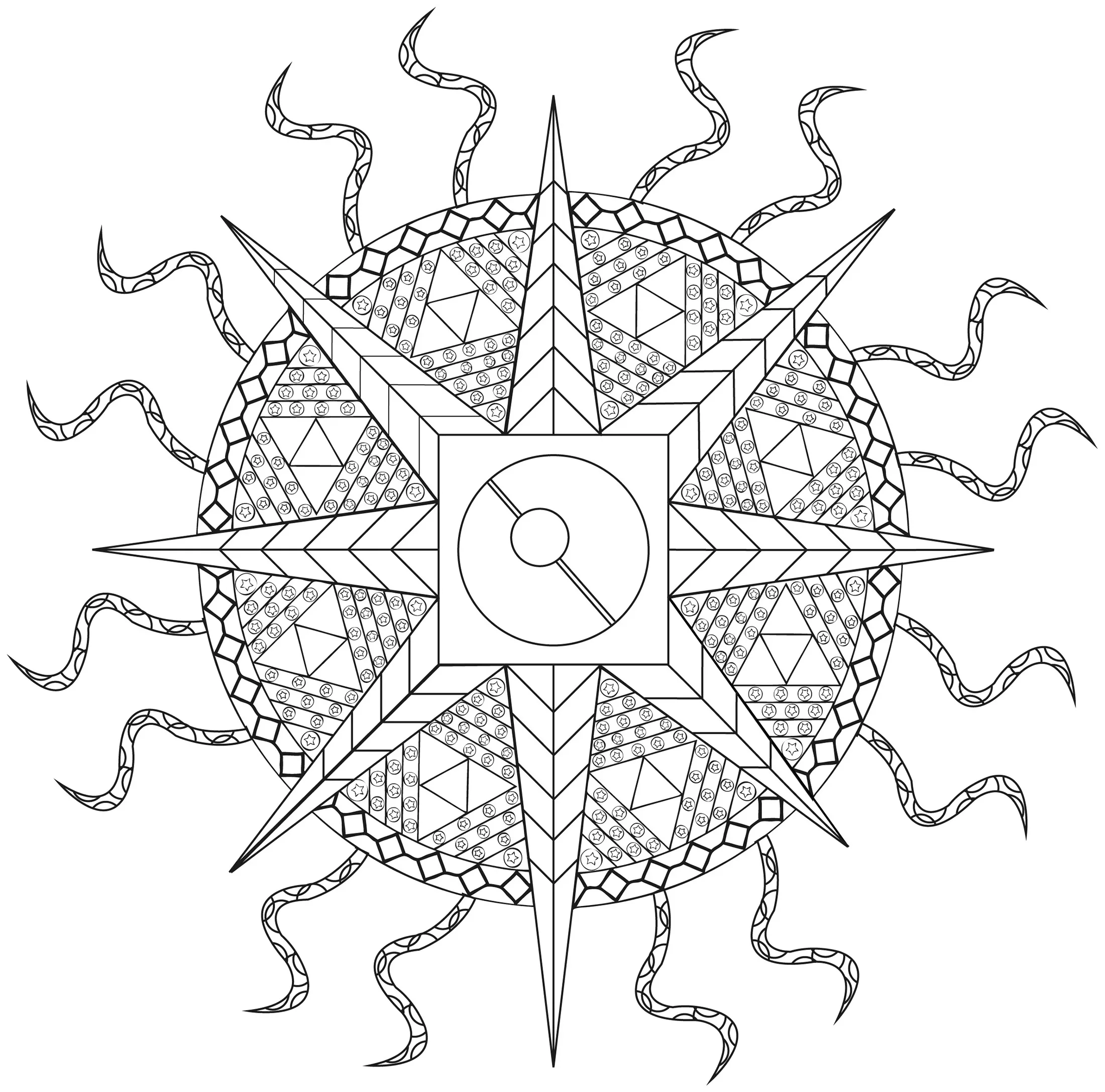Elektrisches Mandala (Schwierigkeitsgrad Mandalas : Normal)