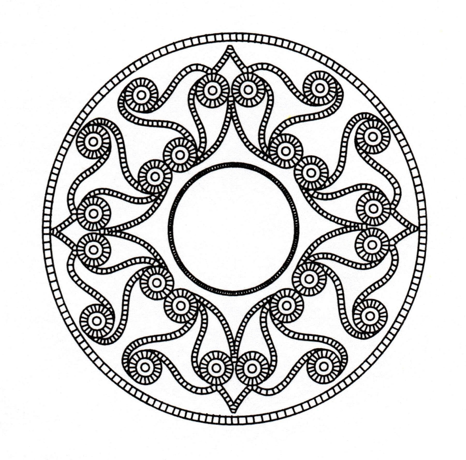 Wenn Sie ein 'keltisches' Mandala suchen, das nicht zu kompliziert zum Ausmalen ist, aber trotzdem einen relativen Schwierigkeitsgrad hat, ist dieses hier perfekt für Sie.