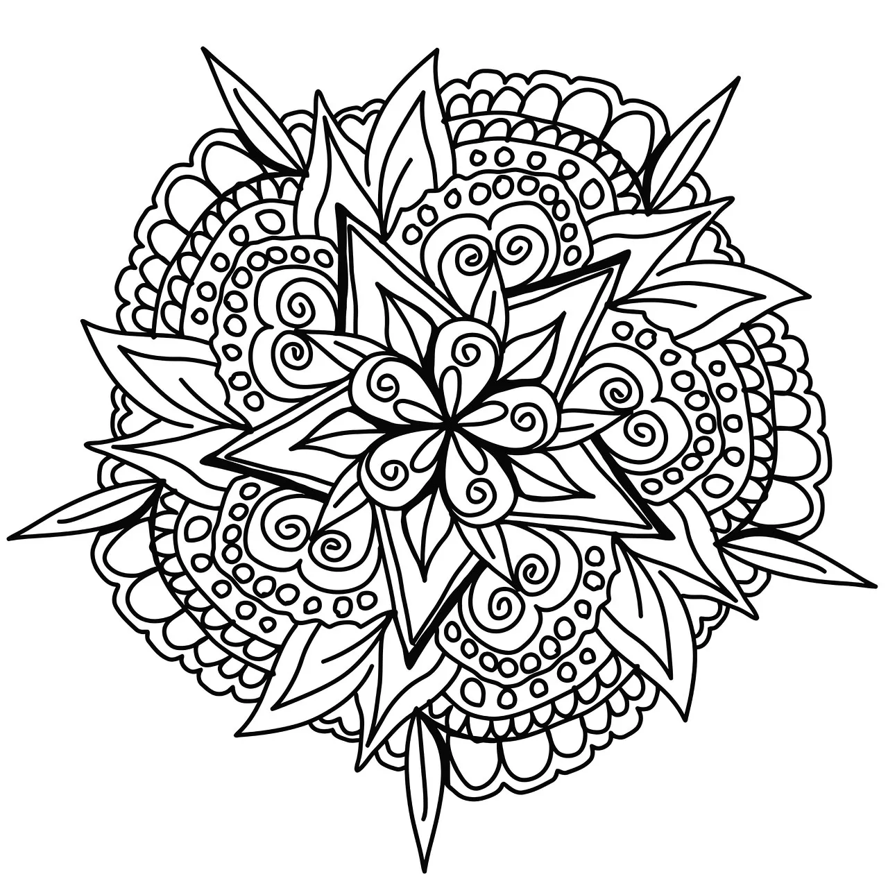 Handgezeichnetes Pflanzenmandala (Schwierigkeitsgrad Mandalas : Normal)