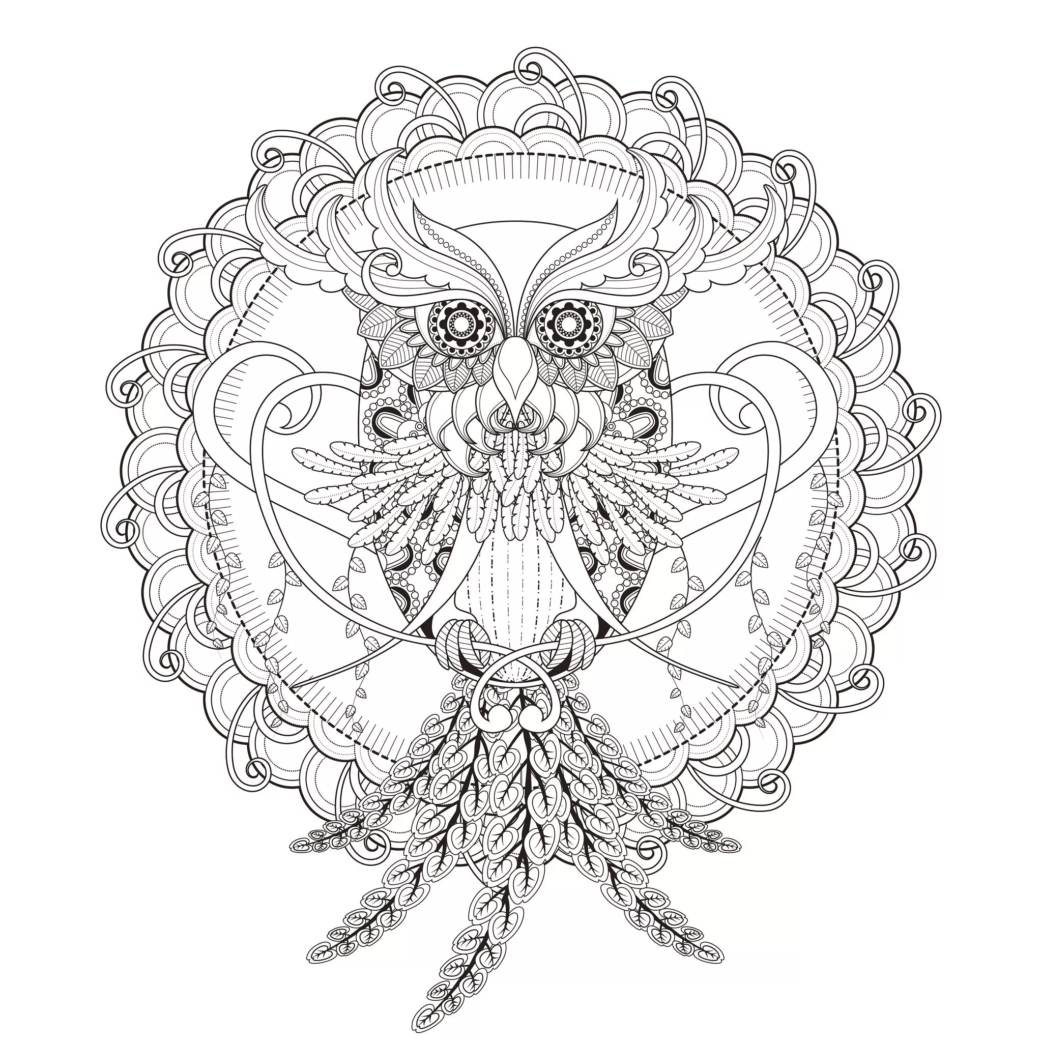 Un Mandala-Hibou-par-Kchung (Schwierigkeitsgrad Mandalas : Normal)