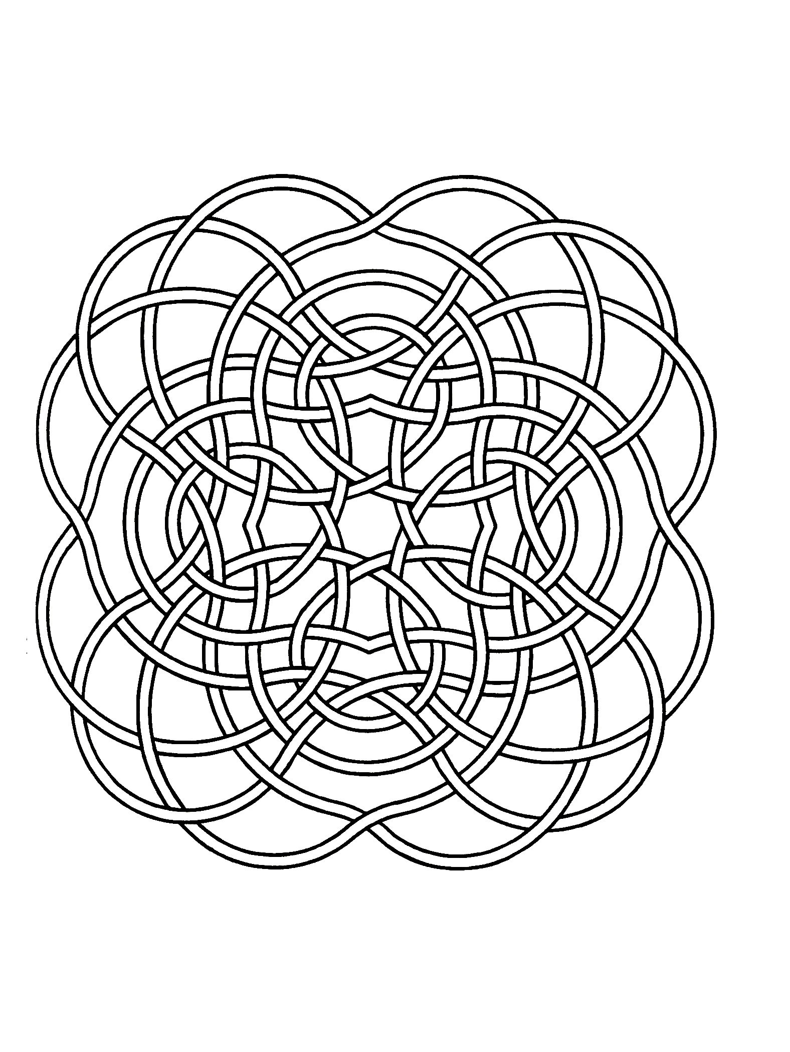 Mandala-a-colorier-gratuit-rubans-meles (Schwierigkeitsgrad Mandalas : Normal)