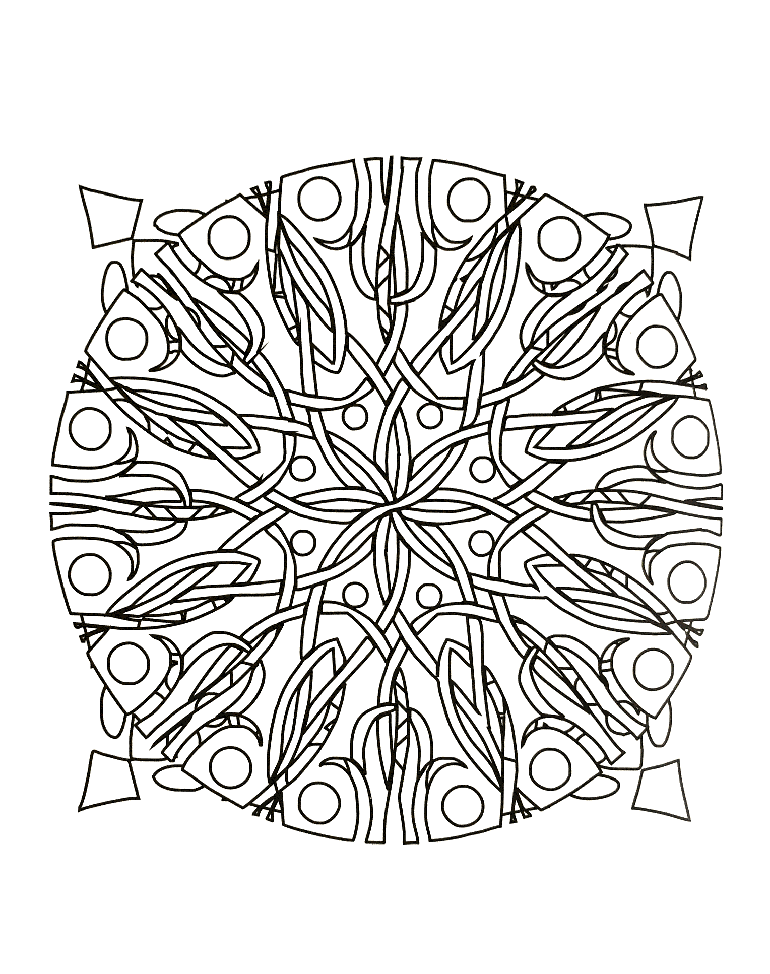 Mandala-farbig-gratis-drumherum (Schwierigkeitsgrad Mandalas : Normal)